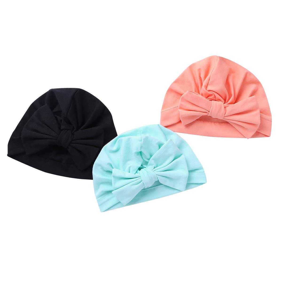 Säuglingsbaby Beanie Knoten Donut Hut Neugeborene Jungen Mädchen Baumwolle Weiche Turban Bogen Kaninchenohren Mütze Krankenhaus Kopf Wrap (Color : B Big Bow, Size : One Size)