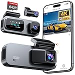 3 Channel 4K Dash Cam Front and Rear Inside, Built-in 5G WiFi, 4K+1080P+1080P Dash Camera for Cars with 64GB Card, Dashcam with Loop Recording, G-Sensor, 24H Parking Monitor, Silver
