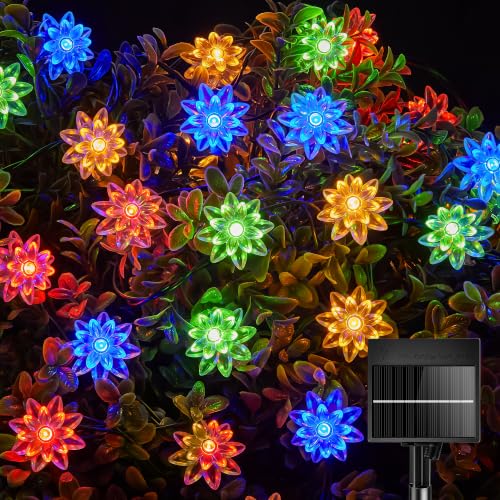 Brightown 50 LED Flower Solar String Lights Outdoor Waterproof Multicolor Solar Powered Fairy Lights with 8 Lighting Modes for Garden Fence Yard Patio Christmas Tree Party Wedding Decor