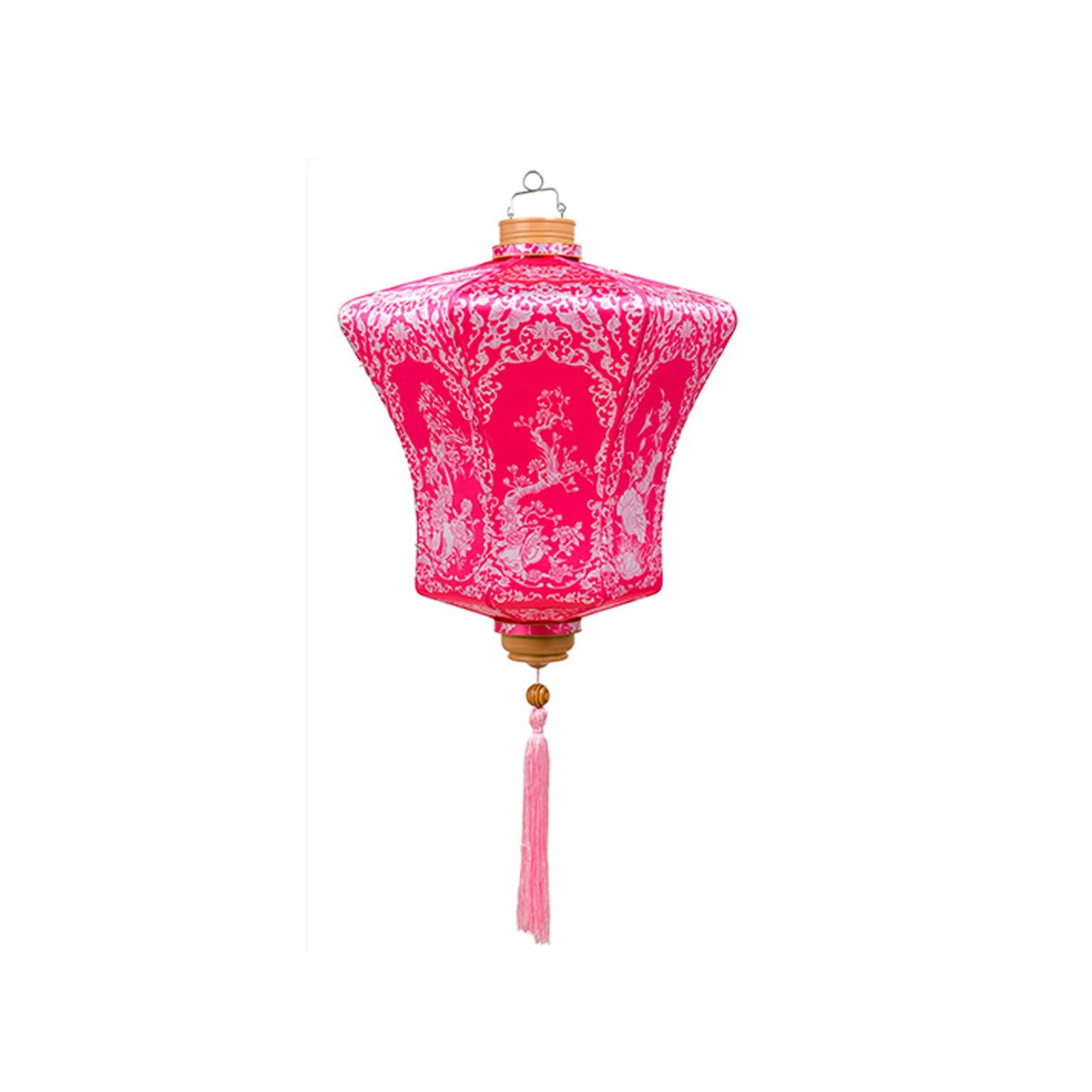 Asian Lantern, 10-inch Chinese Style Hanging Lantern Outdoor Traditional Silk Decorative Lampshade for Festival Mall Garden Decor(Rose Red)