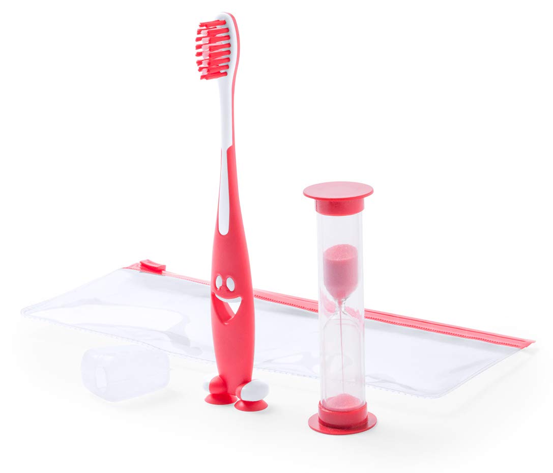 DISOK - Lote de 30 Set de Cepillo Dientes + Reloj de Arena en Estuche de Regalo!. Divertidos cepillos para regalar en comuniones, fiestas, cumpleaños, eventos.