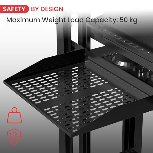 Image of Pyle 19-Inch 1U+2U Server Rack Shelves - Universal Mounting Tray for Computer Racks & Cabinets, Wall Mount Compatible, Ventilated Design for Air Circulation, Black Computer Case,110lbs Weight Capacity