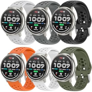 ViCRiOR Pacote com 5 pulseiras de relógio compatíveis com Amazfit Active 2/Active, pulseira de silicone macio respirável de 20 mm para Amazfit GTS 4/4 Mini / 3 / 3e/ 2 Mini / 2e/ 2 feminino e