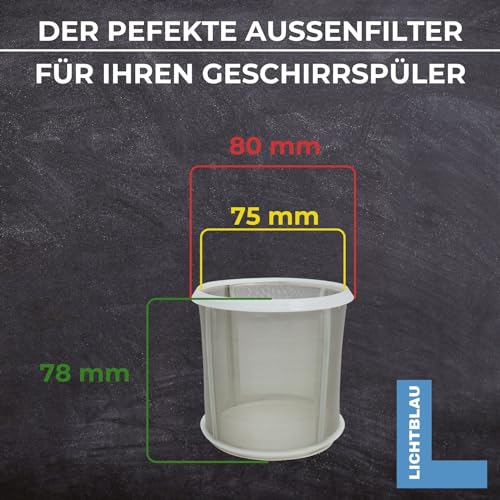 LICHTBLAU Microsieb I Außenfilter I passend für Sieb 427903, 435650 Farbe Grau für Geschirrspülmaschine I Ersatzteil für Geschirrspüler Hersteller Nr. 10002494, 492046, 418404, 175712, 170740