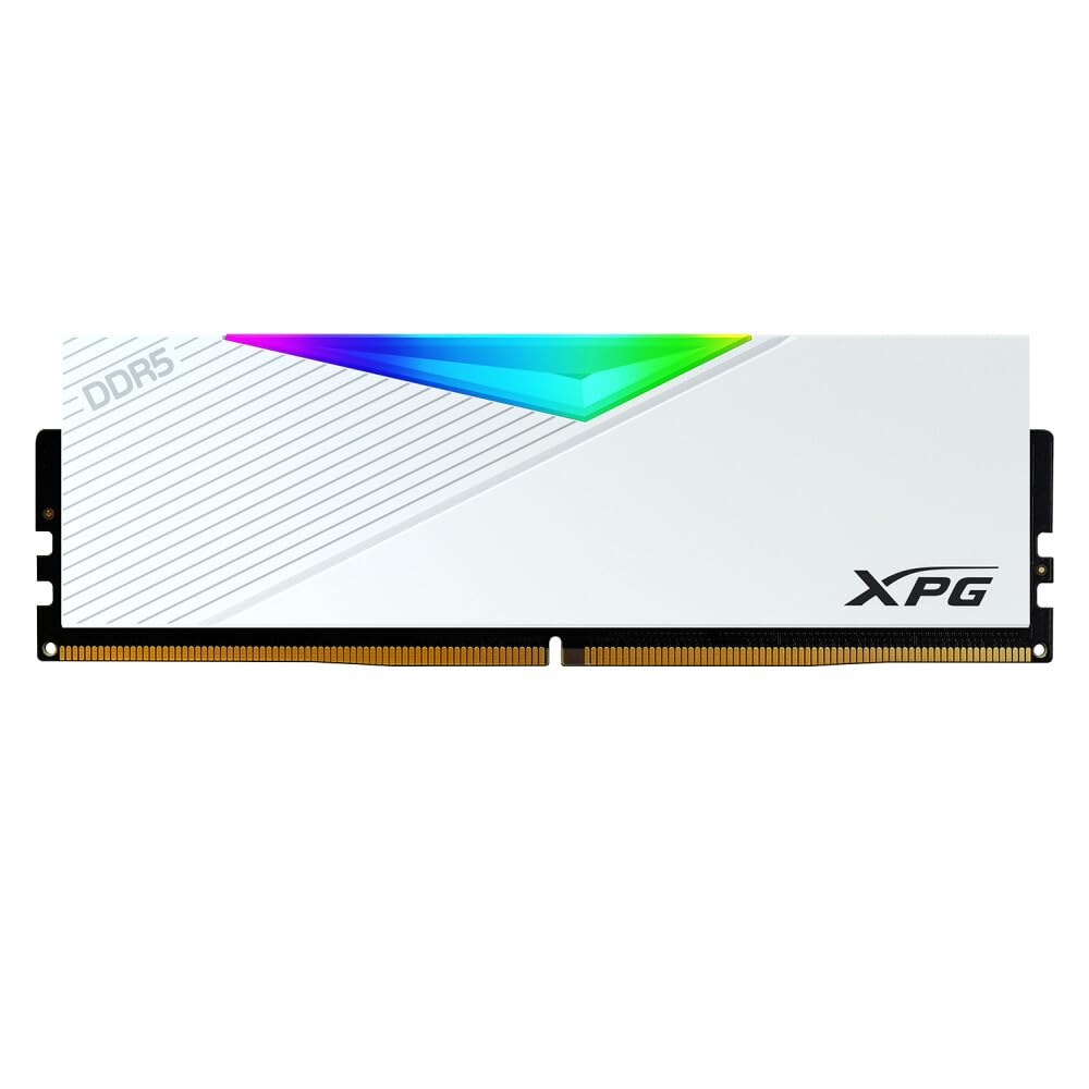 Memoria XPG D500G Lancer RGB DDR5, bianco: 32 GB (16 x 2) 6000 MHz C28 | RAM DDR5 ad alta velocità, Intel XMP 3.0 e AMD EXPO, illuminazione RGB, dissipatore di calore