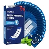 Milumber Teeth Whitening Strips for Sensitive, 42 Strips Whitener Safe Whitestrip, Deep Stains Removal Tooth Whitening, Enamel Safe Non-Slip Dry Strip Technology for Whiter Teeth, Mint