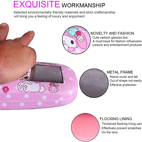 Image of ADBGV Cute Stylish Hard Shell Eyeglasses Cases Protective Case Storage Box With Glasses Cloth Eyeglass Strap for Girl Teen
