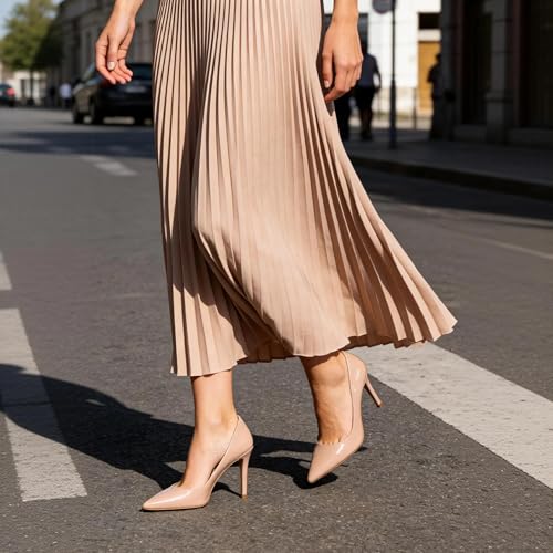 Image of Eldof Women's Classic Dress Pumps Shoes, Sexy Pointed Toe 4 inch Stiletto High Heels, Office Formal Slip On Size 5-13