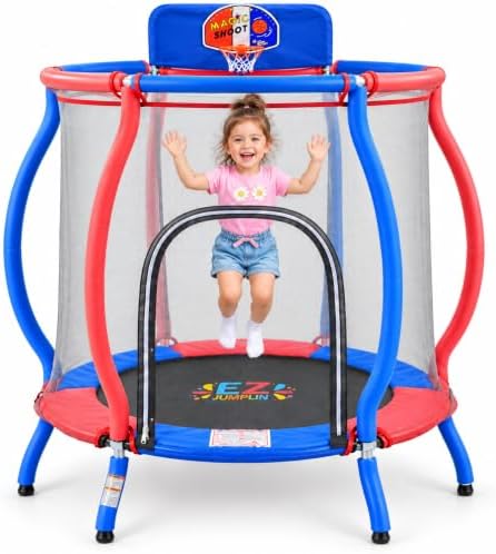 48″ Trampoline for Kids with Safety Zippered Enclosure Net 3-6