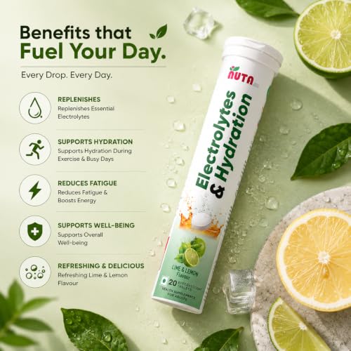 Image of Electrolytes & Hydration Tablets | Effervescent Electrolyte Drink | Lime & Lemon | Supports Hydration & Daily Energy | 15 Tablets
