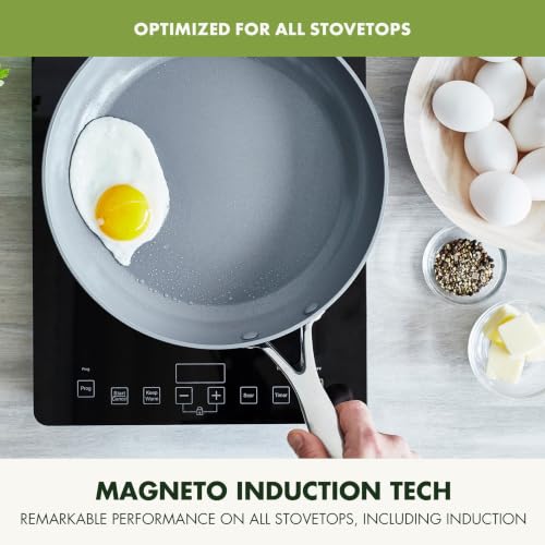 Image of GreenPan Valencia Pro Ceramic Nonstick 9.5 inch & 11 inch Frying Pan Skillet Set, Hard Anodized PFAS-Free Cookware, Induction Ready & All Cooktops, Eggs & Omelets, Dishwasher & Oven Safe to 600F, Gray