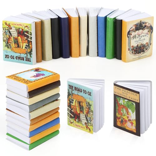 JULEASEL Mini Fairy Books 24pcs 1:12 Scale Miniature Books Dollhouse Books