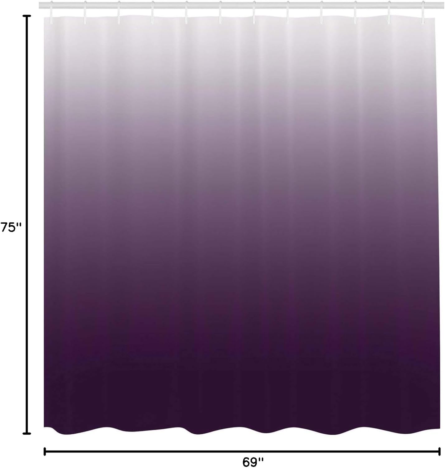 Ambesonne Ombre Shower Curtain, Perfect Gradient Harmony of Vivid Colors Themed Modern Design Art Print, Cloth Fabric Bathroom Decor Set with Hooks, 69" W x 75" L, Eggplant White