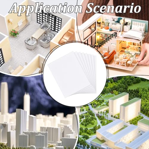 Image of OLYCRAFT 8 Sheets White ABS Plastic Sheet 10.4x7.9 Inch ABS Plastic Plates 0.5mm Thick Hard Plastic Sheet for Architectural Models Sand Table Building Model Material Supplies