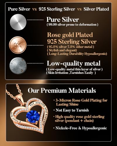 Image of CDE S925 Birthstone Heart Pendant Necklaces Jewelry Gifts for Wife