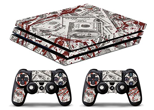 Skin Kompatibel für Ps4 PRO - Dollars Blood - Limited Edition Decal Cover Schutzhüllen Faceplates Bundle - Vinyl POLIERTEN