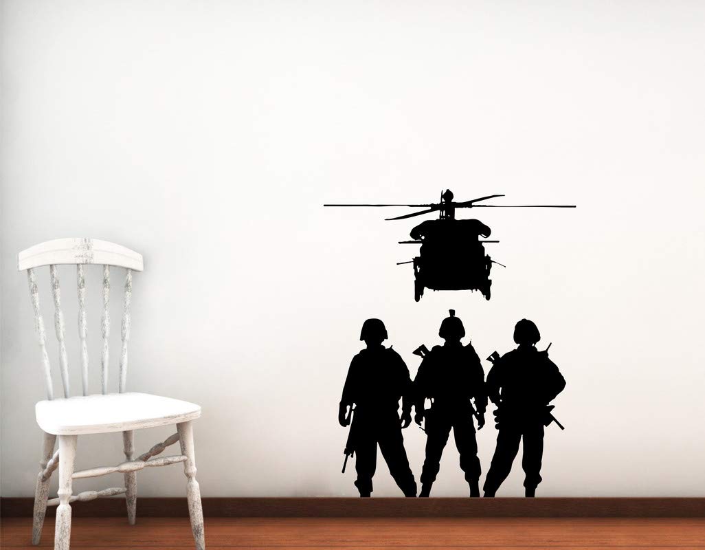 Crown Decals Women Soldiers Ready to Battle Attack with Less Her Weapon self Adhesive Decals Decorative Wall Sticker (PVC Vinyl Black Declas) Size 110x 60 cm