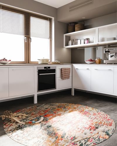 benuta Nest Vintage Teppich Casa - Mehrfarbig 160 cm rund - Teppich für Wohnzimmer, Schlafzimmer und Flur - Pflegeleicht - Fußbodenheizung Geeignet