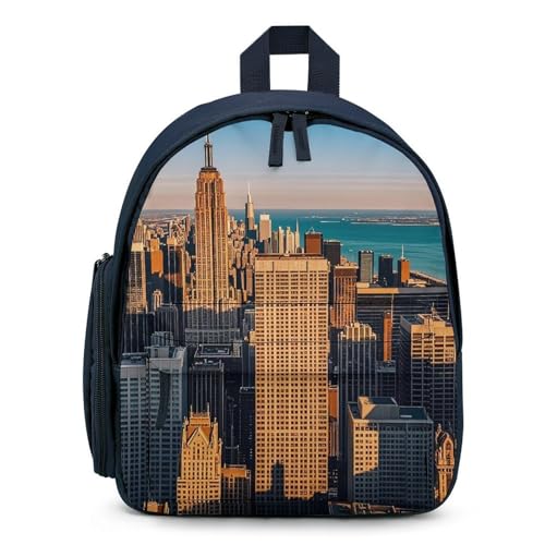 High Rise Buildings Skyscrapers Backpack for Men Women, Durable Small Bookbag Lightweight Daypack for Travel, Hiking, Blue-style