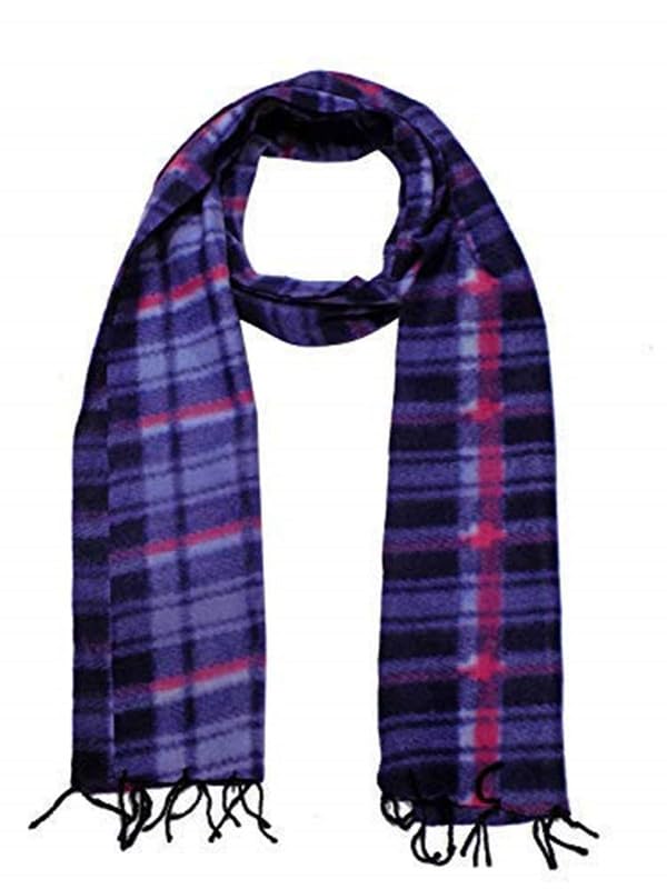 Men's and Women's Royal Blue Check Fleece Muffler Cum Scarf (Royal Blue Small Check, Free Size)-image-40