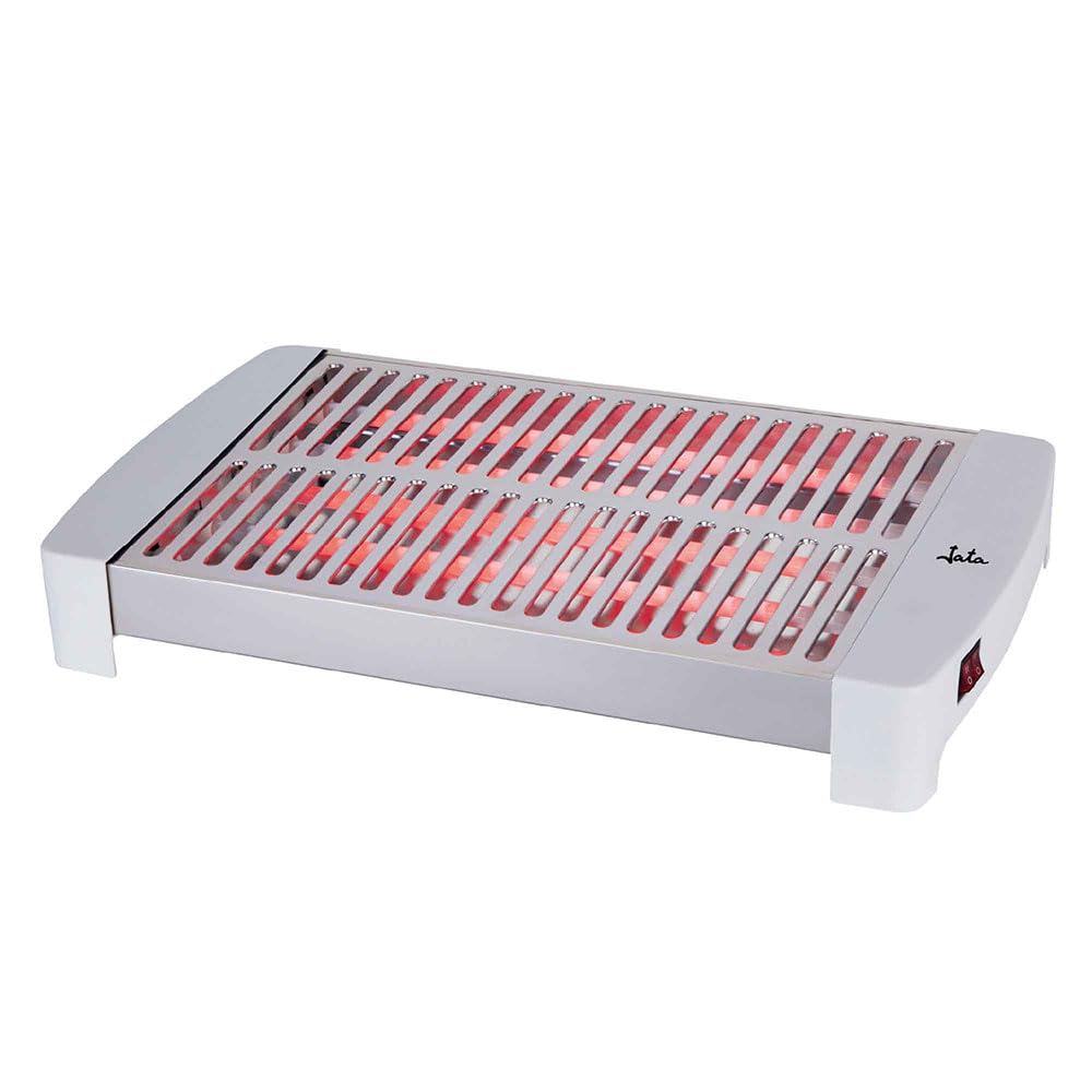 JATA TT5016 - Tostadora Horizontal 1000 W con Parrilla XXL 35x25 cm, 5 Resistencias de Cuarzo, 3 Niveles de Potencia, Acero Inoxidable, Bandeja Recogemigas