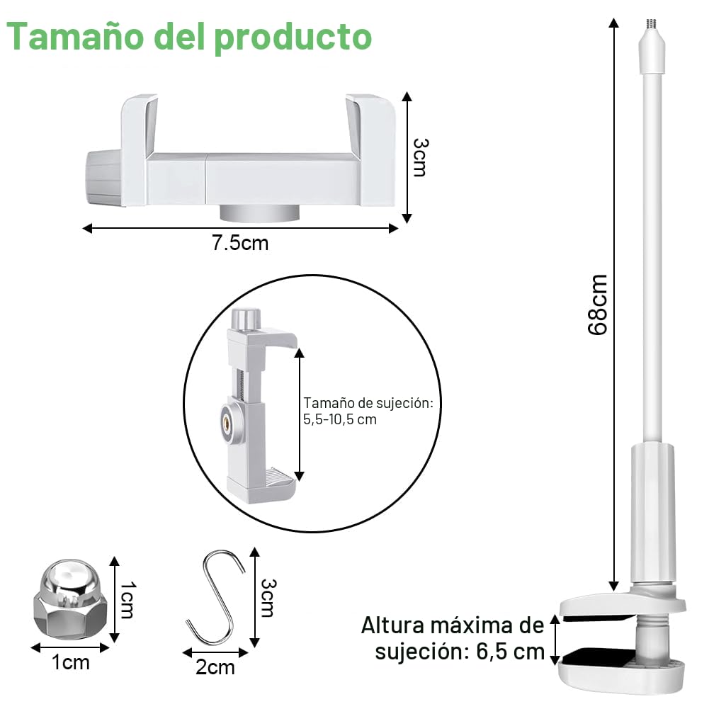 Soporte y móvil para cuna multifuncional 68 cm, ajustable, suspensión, campanas de cama, babyphone, cámara | campanas de cama, babyphone, cámara