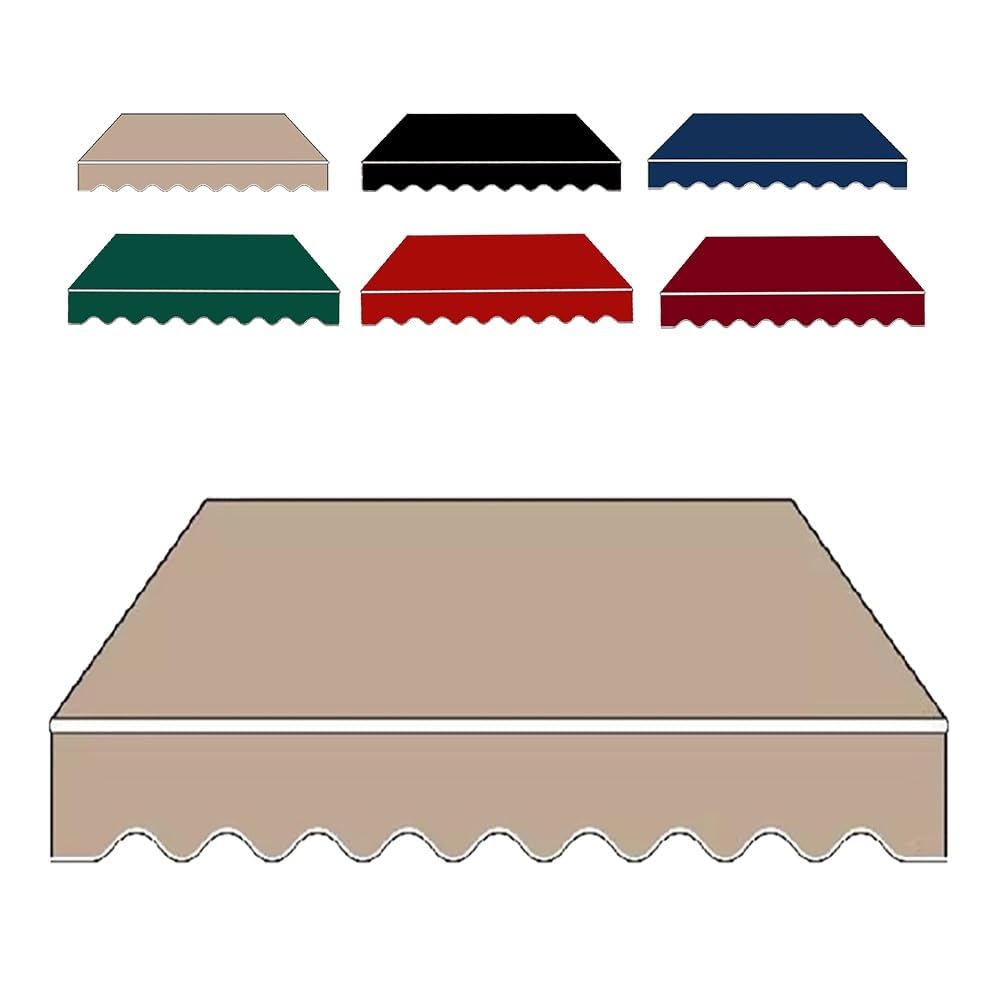 DECAKE Awning Fabric Replacement Retractable Sun Shade Cover 6.5ft 8ft 10ft 13ft 16ft 20ft Waterproof Sunshade Shelter (Fabric Only)(Size:8x6.5ft/250x200cm,Color:Khaki)