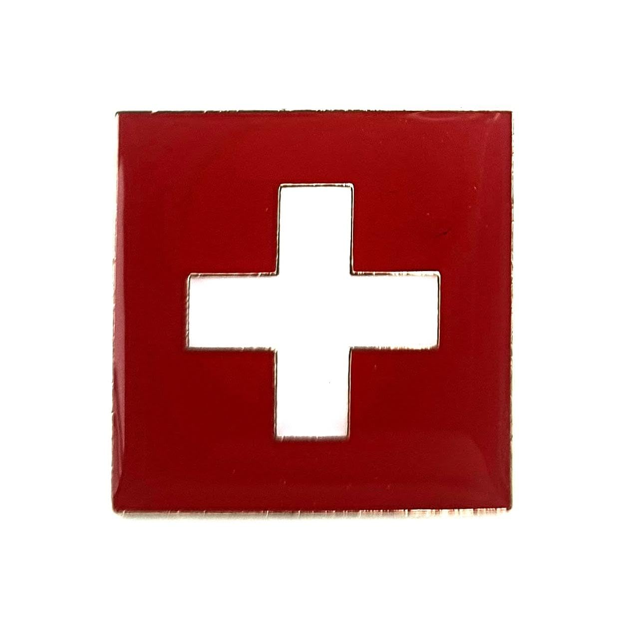 Swiss Switzerland Metal Enamel Country Flag Pin Badge, Gold - Image 2