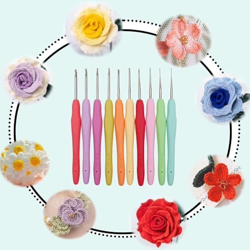 Image of Yarniss 10Size Small Crochet Hooks, Ergonomic Crochet for Thread 0.5~2.75mm | Fine Crochet Hook for Lace Thread Project