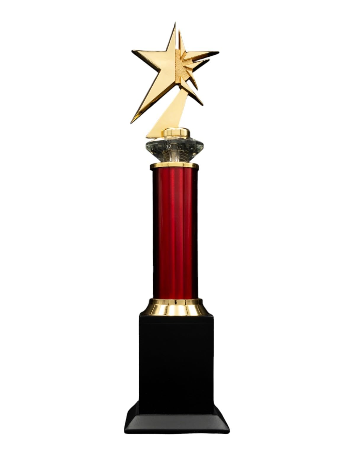 Trophy MART Straight Gold Metal Body, Wooden Base & Diamond Glass Corporate Trophy for Leadership Business Service Achievement Awards | Promotional Event Trophies | (Gold, Large) TMF-1001-picture-26