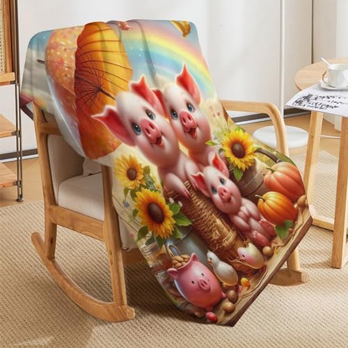 Manta de franela suave y térmica de cerdo, manta para sofá transpirable de 140 x 180 cm 5