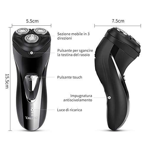YOHOOLYO Rasoio Elettrico a Testine Rotanti in