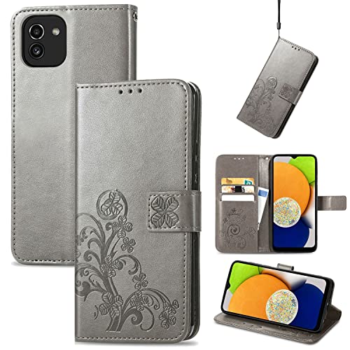 Étui Samsung Galaxy A03 König Design gris protection intégrale portefeuille