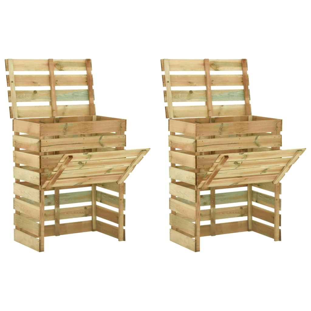 Solivagant Composteur de Jardin à Lattes 2 pcs 80x50x100 cm Pin imprégné,(30 KG)