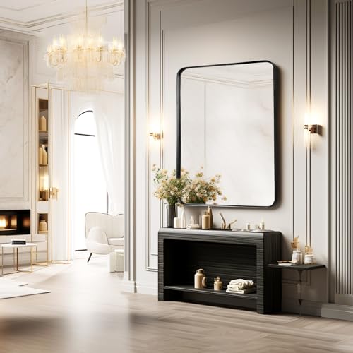 Fabuday Large Black Bathroom Mirror 40X30 Inch - Rectangular Framed Mirrors For Wall, Black Metal Mirror Wall Mounted For Bathroom thumb #6