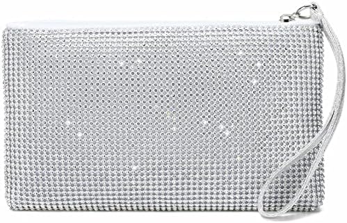 YIKOEE Rhinestone Clutch Purses for Women Evening Bag with Wristlet Strap