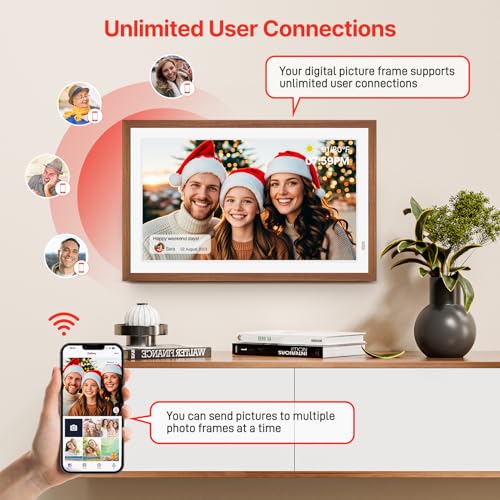 Uhale 21.5" Large Digital Picture Frame WiFi Wood with Remote Control, 1920 x 1080 FHD IPS No Touch Screen Electronic Photo Frames Wall Mount with 64GB, Support SD USB, Share Photos Videos Instantly by WONNIE - Image 5