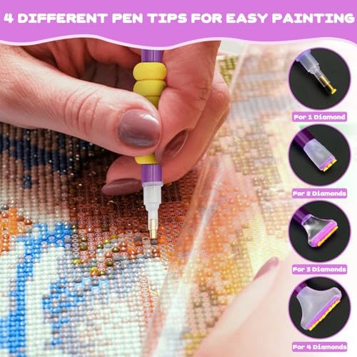 FJCTER 45PCs DIY Diamond Painting Tools and Accessories Kit for Kids Adults, Complete Diamond Art Tools with Diamond Art Pens Tweezers Glue Diamond Correction, Diamond Painting Accessories