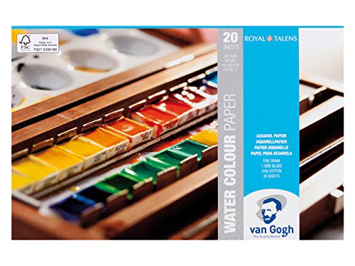 Van Gogh - Bloc Encolado Para Acuarela Y Tempera 200 Grms M2 20 Hojas 24 X 32 Cms Multicolor En Oferta Royal Talens Cojín De Papel De Color De Agua Van Gogh 9,4 X 12,6&Quot;