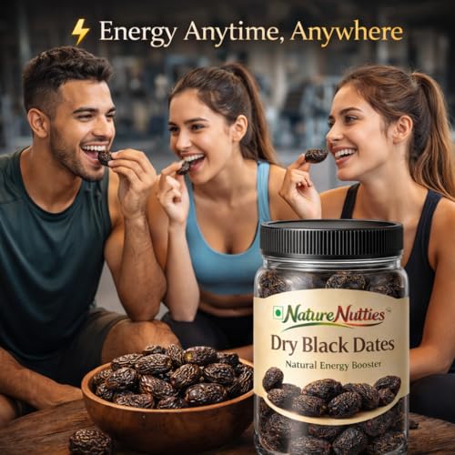 Image of Nature Nutties Dry Black Dates | Premium Quality Kala Khajoor | Naturally Sweet & Nutritious | Healthy Snack (250 Gram)