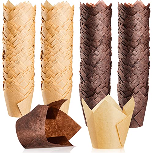 Potchen 800 Pcs Tulip Cupcake Liners Baking Cups Muffin Baking Cupcake Liners Wrappers Greaseproof Tulip Cups Holders for Party Wedding Birthday Baby Showers(Solid,Classic Style) by Potchen - Used condition - US$21.61