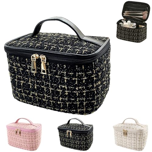 LaresDay Premium Kosmetiktasche - Luxuriöser Make-up-Organizer für Damen mit XXL-Stauraum - Elegante Reisetasche für Beauty-Essentials & Toilettenartikel (schwarz)