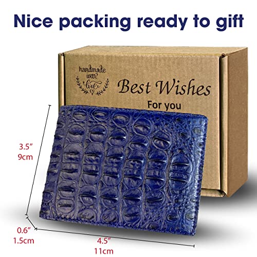 Image of HATA Men Leather Bifold Wallet RFID Blocking Front Pocket Exotic Billfold Handmade Gift For Birthday Wedding Anniversary Father's Day