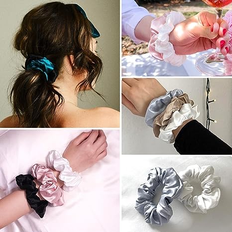Image of GITGRNTH Soft Cotton Hair Ties for Women - No Damage Elastic Hair Bands - Durable Rubber Band for Women - Ideal Ponytail Holders - Comfortable Hair Accessories - Gentle on All Hair Types - Perfect for Thick and Thin Hair - Scrunches for Women - Kids Hair Rubber Band