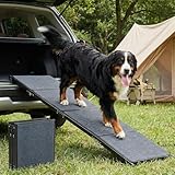 Veehoo Dog Ramp for Car Truck SUV 79" Long 20" Extra Wide, Foldable Dog Ramp with Non Slip Rug Surface for Large Dogs, Portable Folding Outdoor Pet Stairs for Dogs to Get in Car, Support up to 220lbs