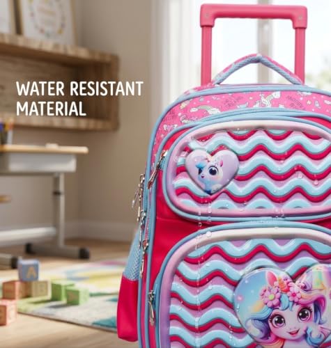 Image of ADSON 3D Embossed School Trolley Bag Large School Bag for Boy Girl, Kids School Bag, Travel Backpack for Girl Boy, Ideal for Children Trolley 16 Inch Water Resistant