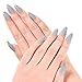 Ejiubas Newest Arrival 24 Pcs Flesh Color Matte with glossy Finish Full Cover Talone Medium False Nail Tips (Grey)