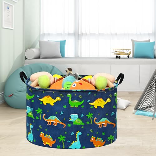 Image of 21.6 inch Round Laundry Basket Gift Basket Storage Laundry Hamper Laundry Basket Toys Nursery Bin with Handles,Storage Basket for Bedroom Decor