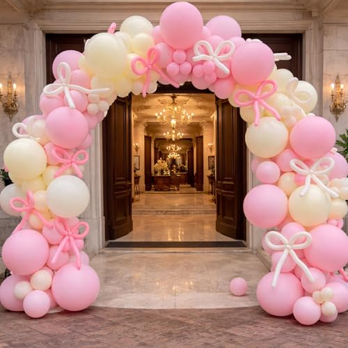 Image of Voircoloria 130pcs Light Pink Balloons Different Sizes 18 inch 12 inch 10 inch 5 inch Pastel Pink Balloons for Birthday Party, Baby Shower, Wedding, Gender Reveal, Baby Shower, Anniversary Party Decorations