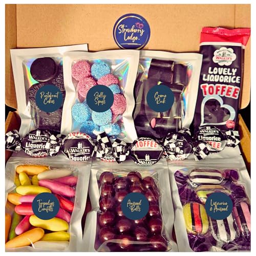 Liquorice Sweets Gift Box | Liquorice Torpedoes Pontefract Cakes Aniseed Balls Jelly Spogs Cream Rock Licorice & Aniseed Sweets Toffees & Bar | Pick n Mix Bags